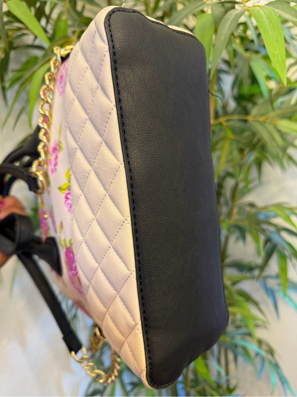 BETSEY JOHNSON Rose Print Quilted Crossbody Satchel Purse NWOT - Picture 5 of 7
